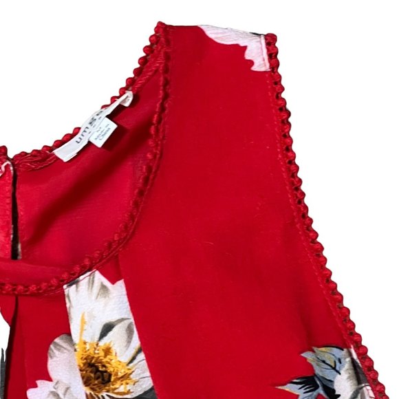 UMGEE Red Floral Sleeveless Blouse Tunic - Picture 6 of 10